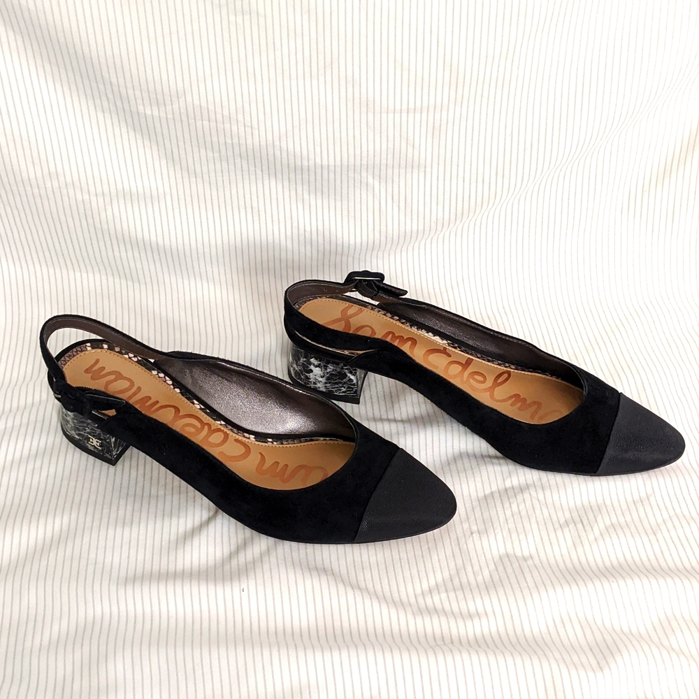 Sam Edelman sling back block heel pointed toe shoes